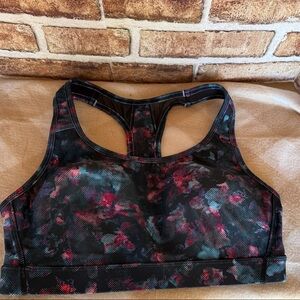 avia brand floral -Print Black Sports Bra with Racerback large